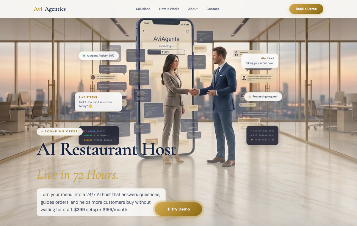 Aviagentics AI agency website preview