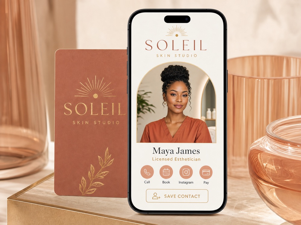 Finished digital business card displayed on a smartphone